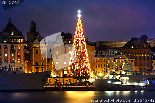 Image of Stockholms old city with christmas tree