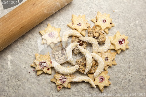 Image of christmas cakes with rolling pin
