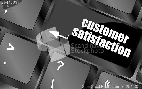 Image of customer satisfaction key word on computer keyboard