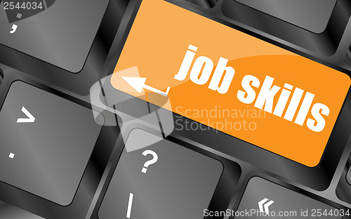 Image of Computer keyboard with job skills key. business concept