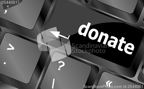 Image of donate button on computer keyboard pc key