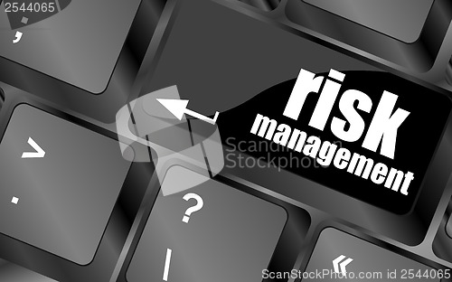 Image of Keyboard with risk management button, internet concept