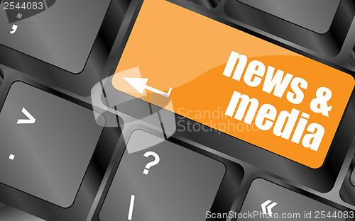 Image of Computer keyboard with news and media key. business concept