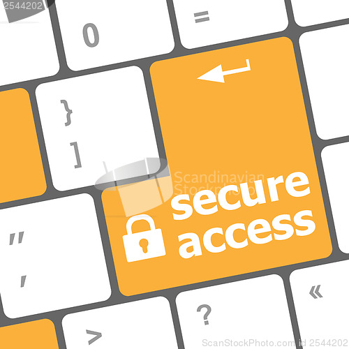 Image of secure access, close up view on conceptual keyboard, Security key