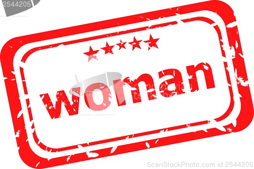 Image of woman rubber stamp over a white background