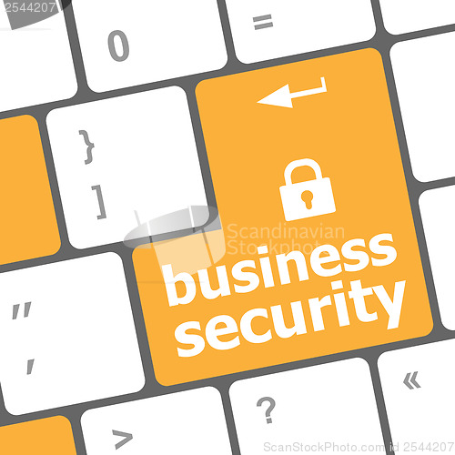 Image of business security key on the keyboard of laptop computer