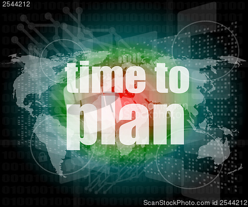 Image of illustration of touch screen with time to plan words