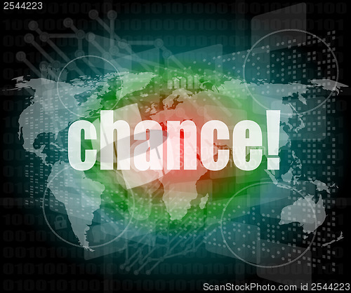 Image of chance text on digital touch screen interface