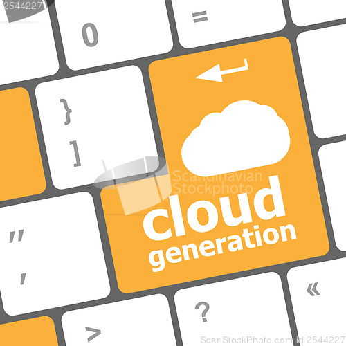 Image of cloud generation words concept on button of the keyboard