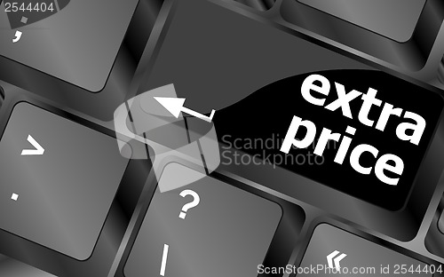 Image of extra price word key or keyboard, discount concept