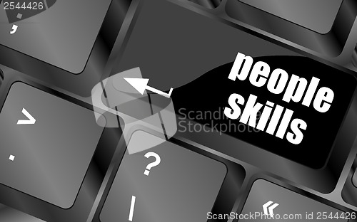 Image of people skills words, message on enter key of keyboard