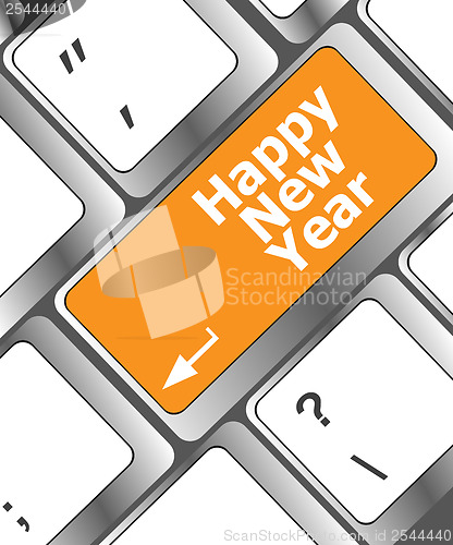 Image of happy christmas message, keyboard enter key button