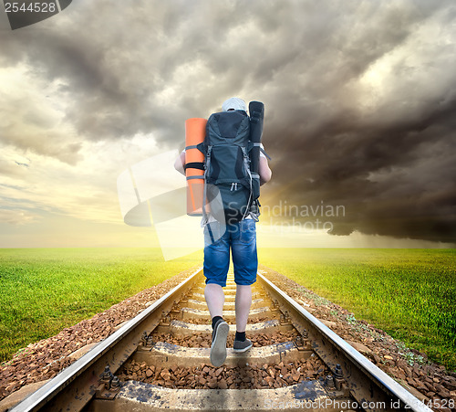 Image of Tourist on the railroad