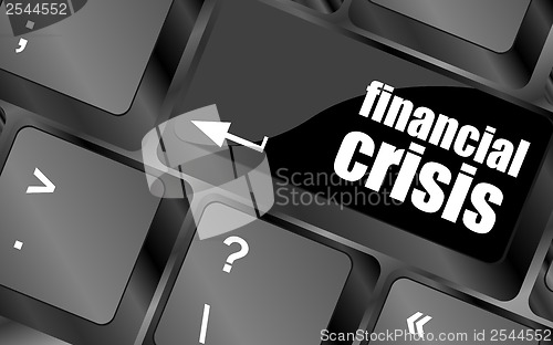 Image of financial crisis key showing business insurance concept, business concept