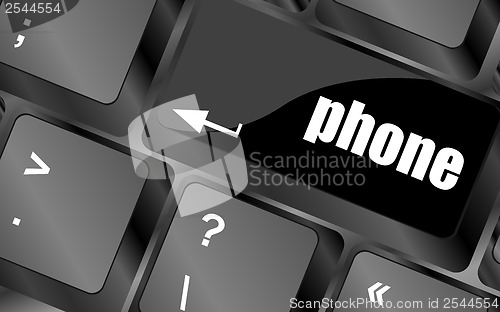 Image of phone key in place of enter key - social concept