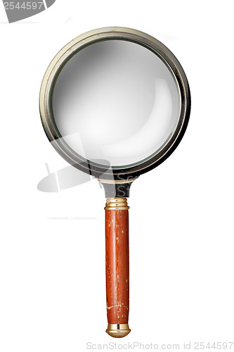 Image of Oldstyle magnifying glass isolated on white