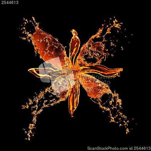 Image of flower from water splashes isolated on black