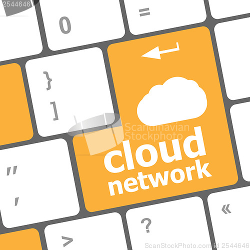 Image of cloud network words concept on button of the keyboard