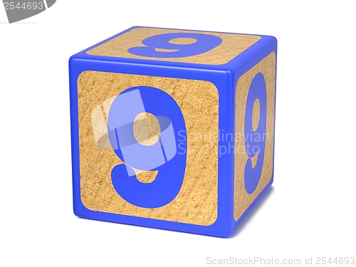 Image of Number 9 - Childrens Alphabet Block.