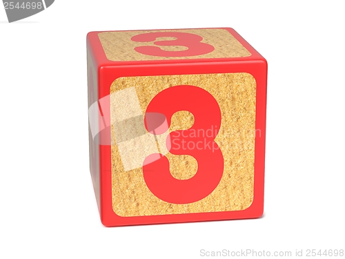 Image of Number 3 - Childrens Alphabet Block.