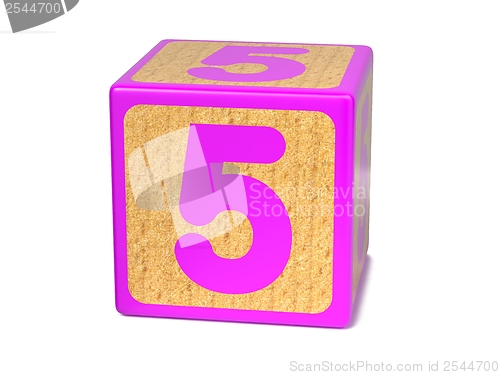 Image of Number 5 - Childrens Alphabet Block.