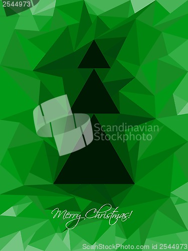 Image of Green christmas greeting with abstract tree