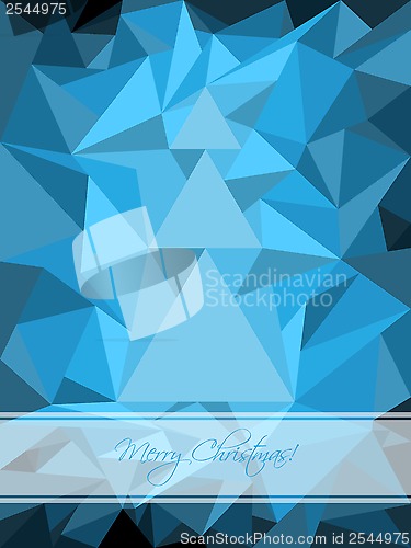 Image of Blue christmas greeting with abstract tree