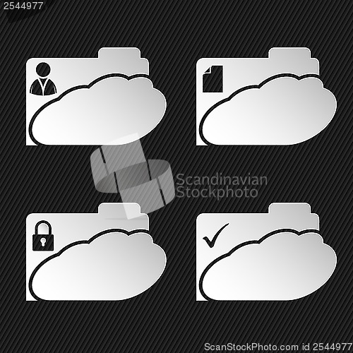 Image of Cloud network folder icons on black