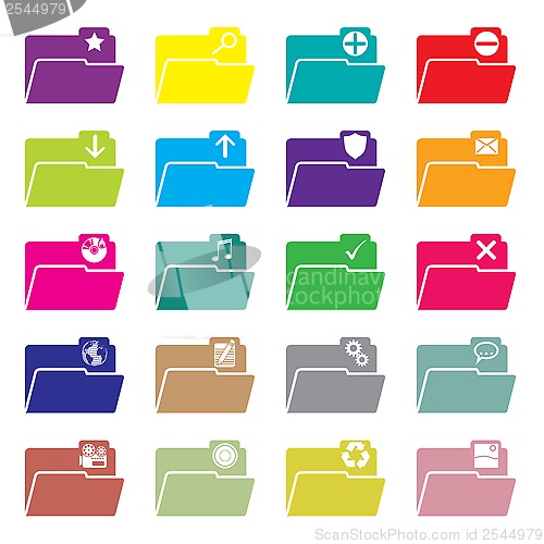 Image of Flat folder icon set of 20