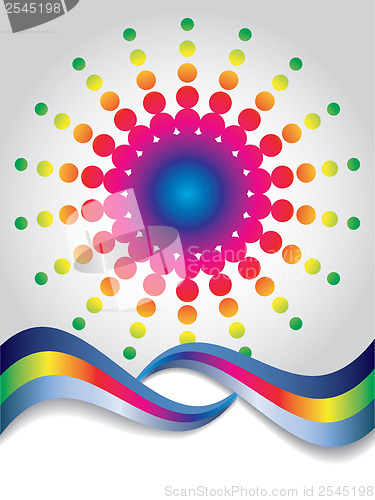 Image of Abstract rainbow with waves and dots 