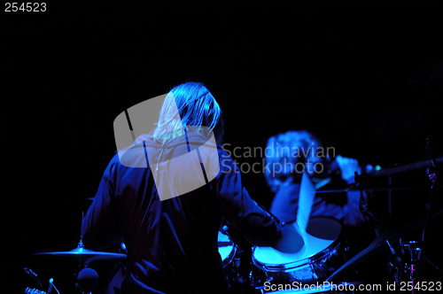 Image of Drummer and blue light