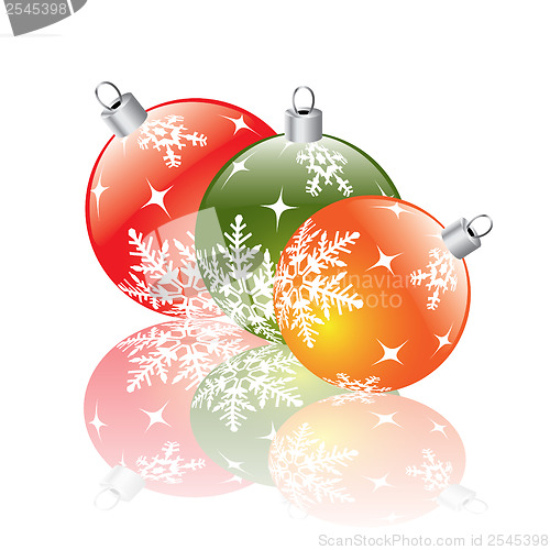 Image of Christmas decorations reflecting 