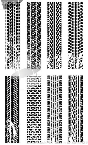 Image of Various tyre tracks 