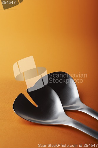 Image of salad spoon and  fork