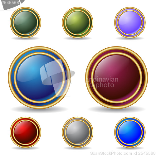 Image of Color buttons with double gold rings