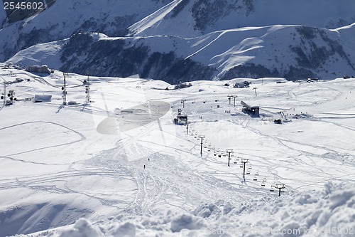 Image of Top view on ski slope