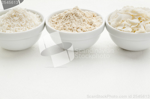Image of coconut flour and flakes 