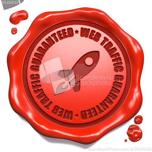 Image of Web Traffic Guaranteed - Stamp on Red Wax Seal.