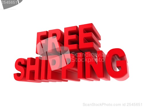 Image of Free Shipping - Red Text Isolated on White.