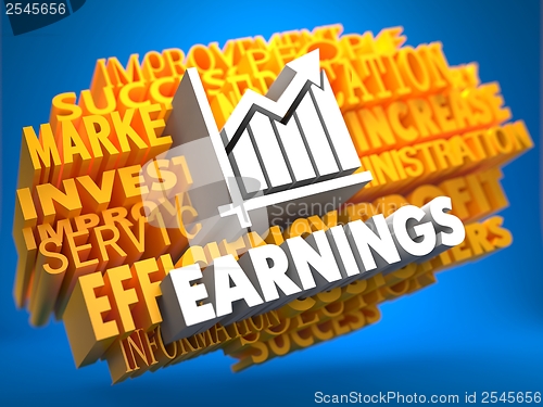 Image of Earnings. Wordcloud Concept.