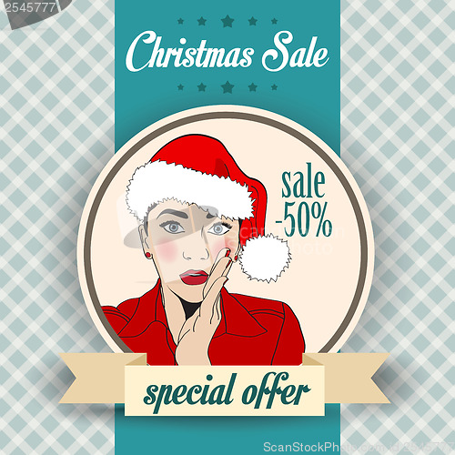 Image of Christmas sale design with sexy Santa girl