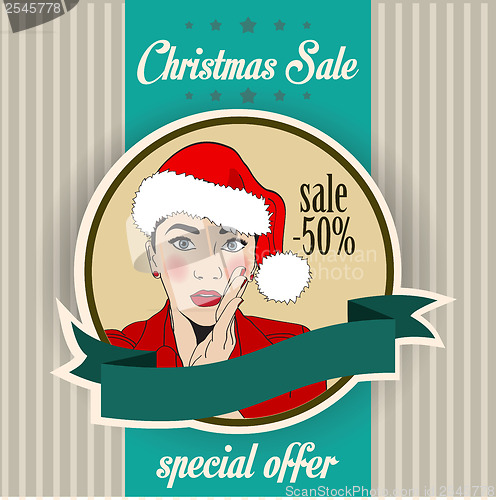 Image of Christmas sale design with sexy Santa girl