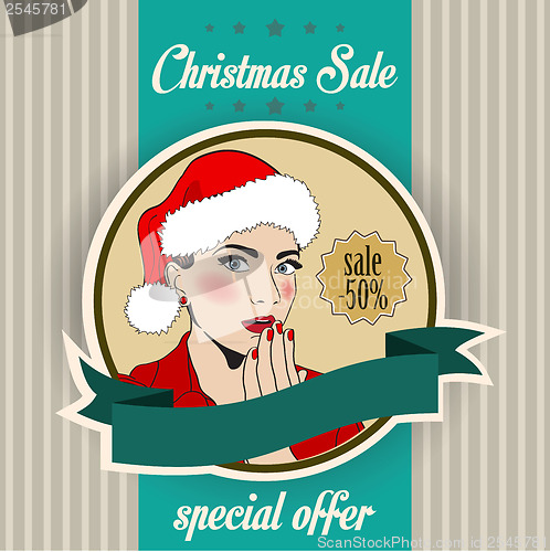 Image of Christmas sale design with sexy Santa girl