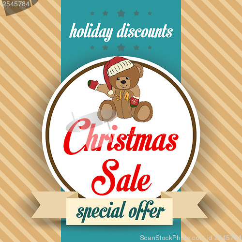 Image of Christmas sale design with teddy bear