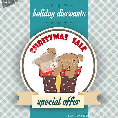 Image of Christmas sale design with teddy bear