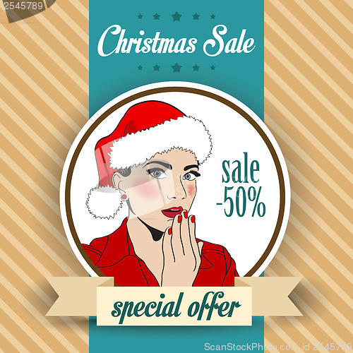 Image of Christmas sale design with sexy Santa girl
