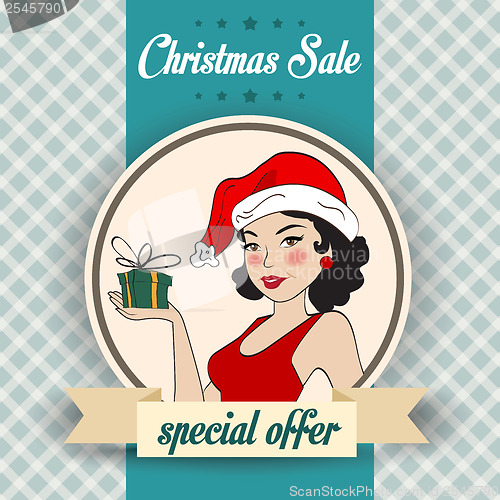 Image of Christmas sale design with sexy Santa girl