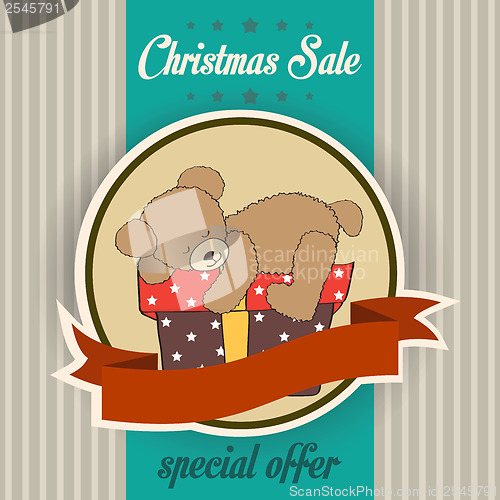 Image of Christmas sale design with teddy bear