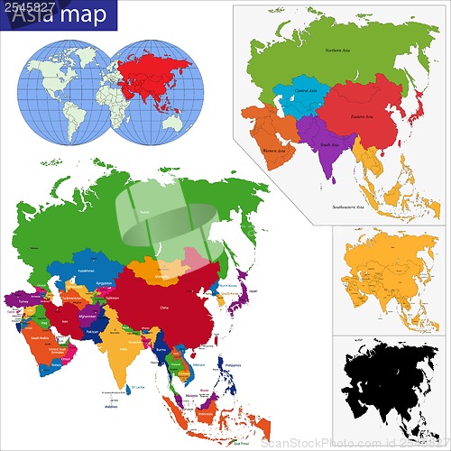 Image of Colorful Asia map