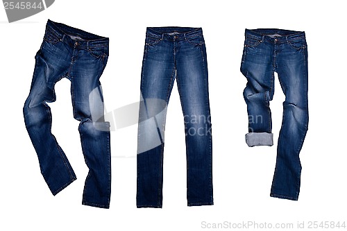 Image of three blue jeans 